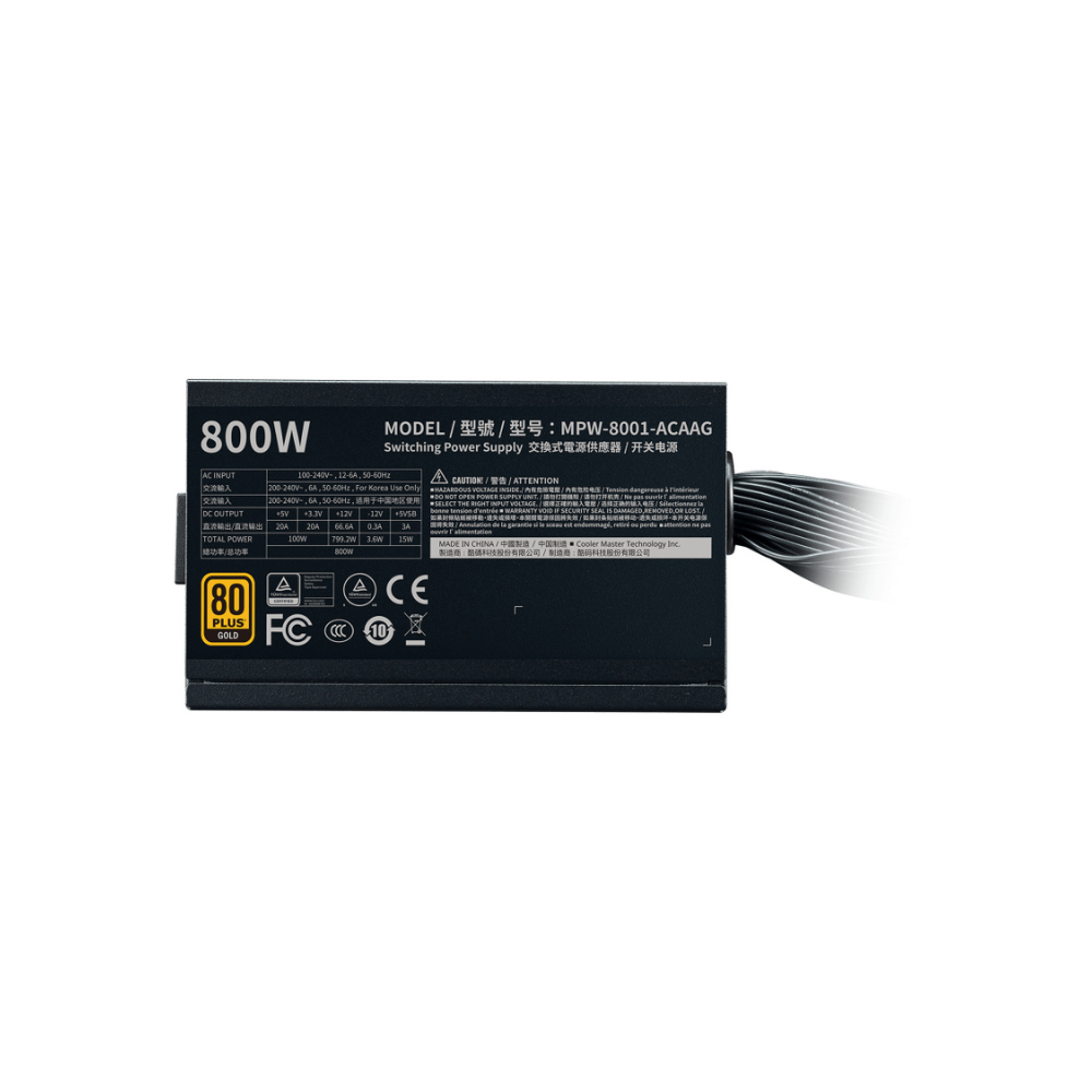 Fuente de Poder Cooler Master G800 80 Plus Gold 800W