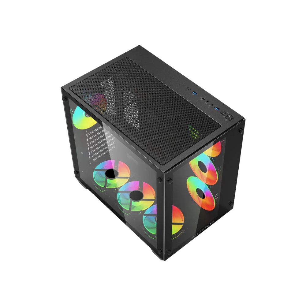 Gabinete Gamer Tank Pro GM930 Media Torre ATX Panel Izquierdo De Cristal Negro — Modelo BR-935944