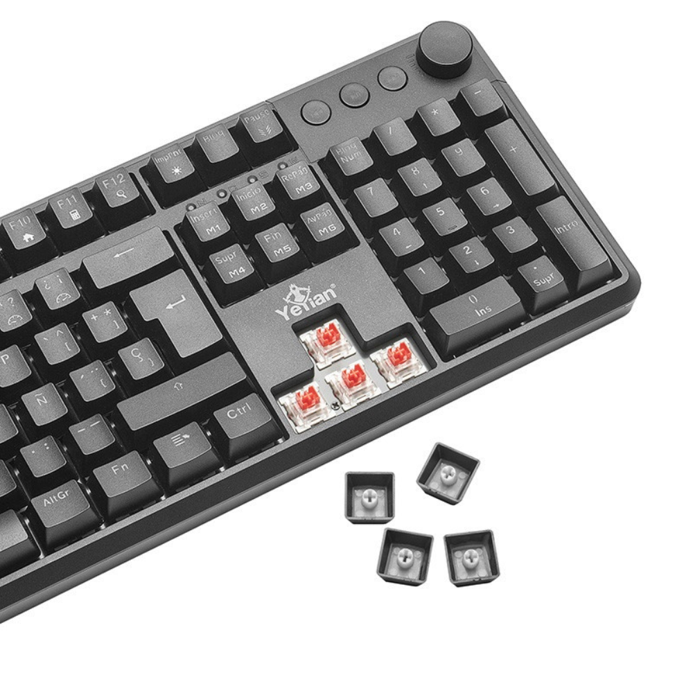 Teclado Gamer Yeyian YTM-28207R Asward S3000 Mecánico Switch Rojo RGB