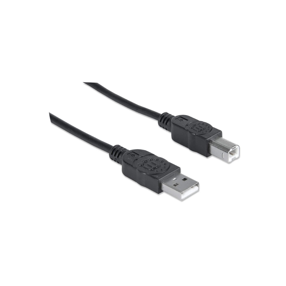 Cable USB V2.0 A-B 3.0M Negro Manhattan (333382)