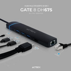 Hub Acteck USB-C 8 en 1 4K HDMI + Ethernet + 3 USB-A 3.0 + SD/TF + USB-C (AC-934626)