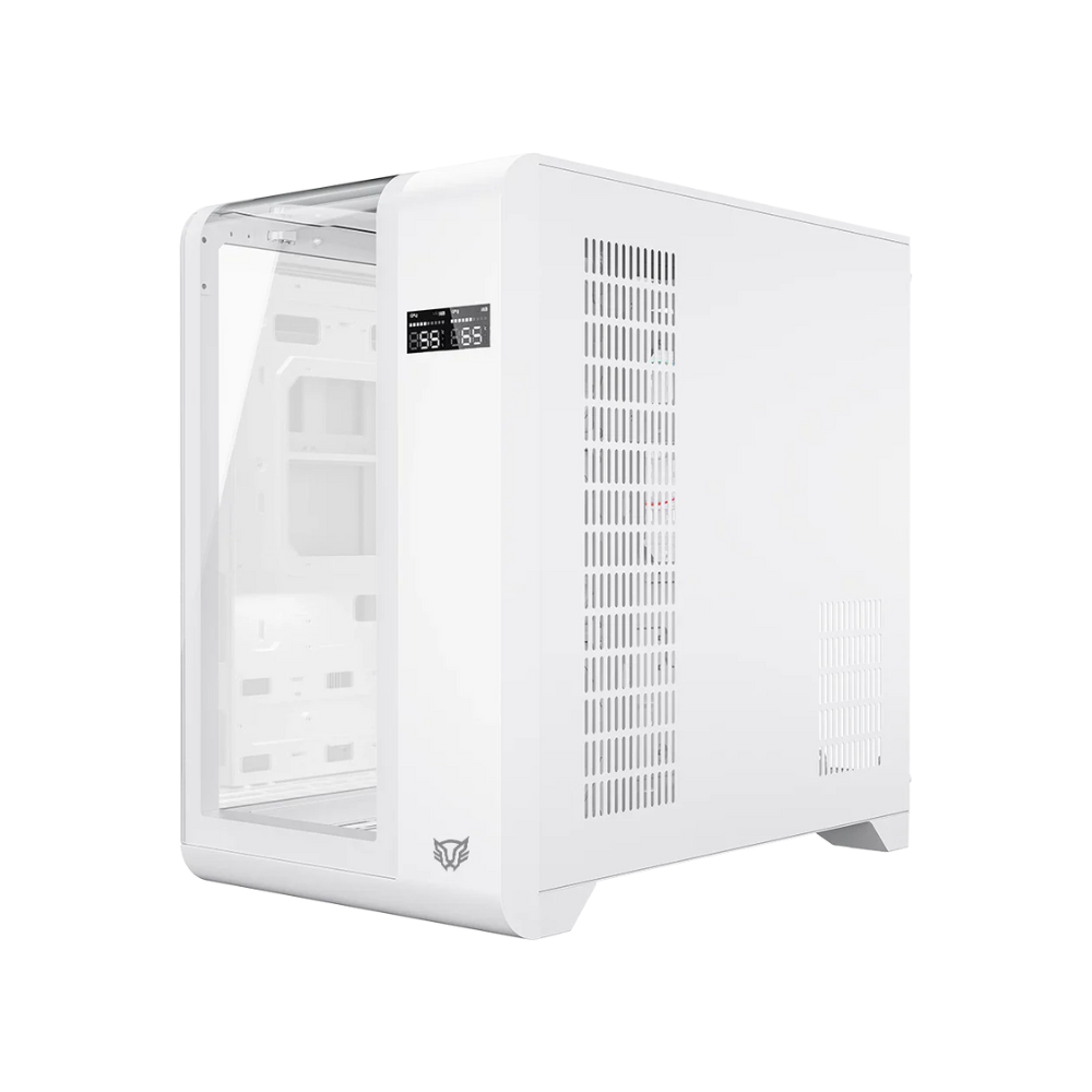 Gabinete Balam Rush Thank Expert Curve 7400 Mini Torre Blanco Cristal Sin Bordes Con Indicador Térmico 4 Ventiladores ARGB ATX / Micro ATX / Mini ITX Sin Fuente