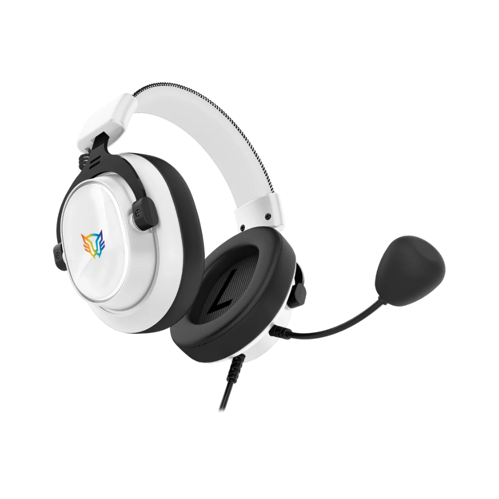 Audi­fonos Balam Rush Gamer Aviator Expert HA777 Blanco Alambricos Over Ear Bocinas 53 mm + Microfono Desmontable Compatible con PC Dispositivos moviles Consolas RGB Conexion USB