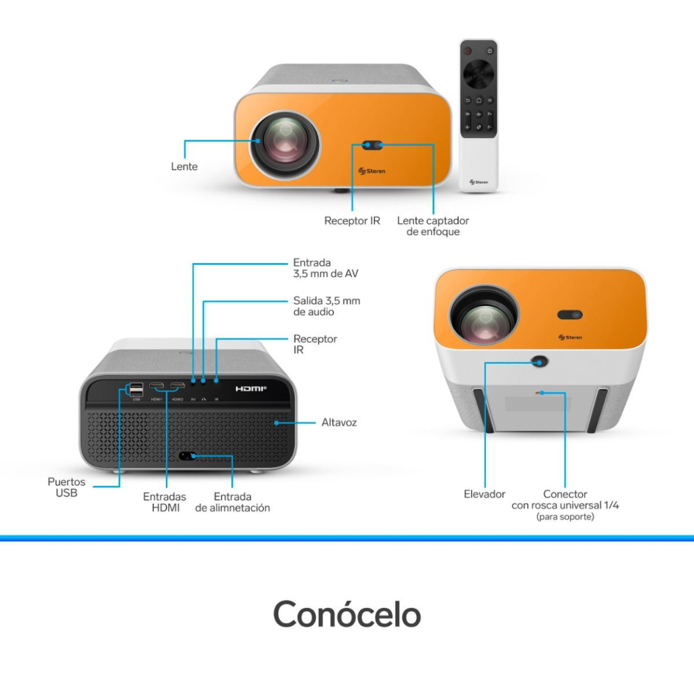 Proyector Multimedia Steren Full HD 300 Lúmenes WiFi