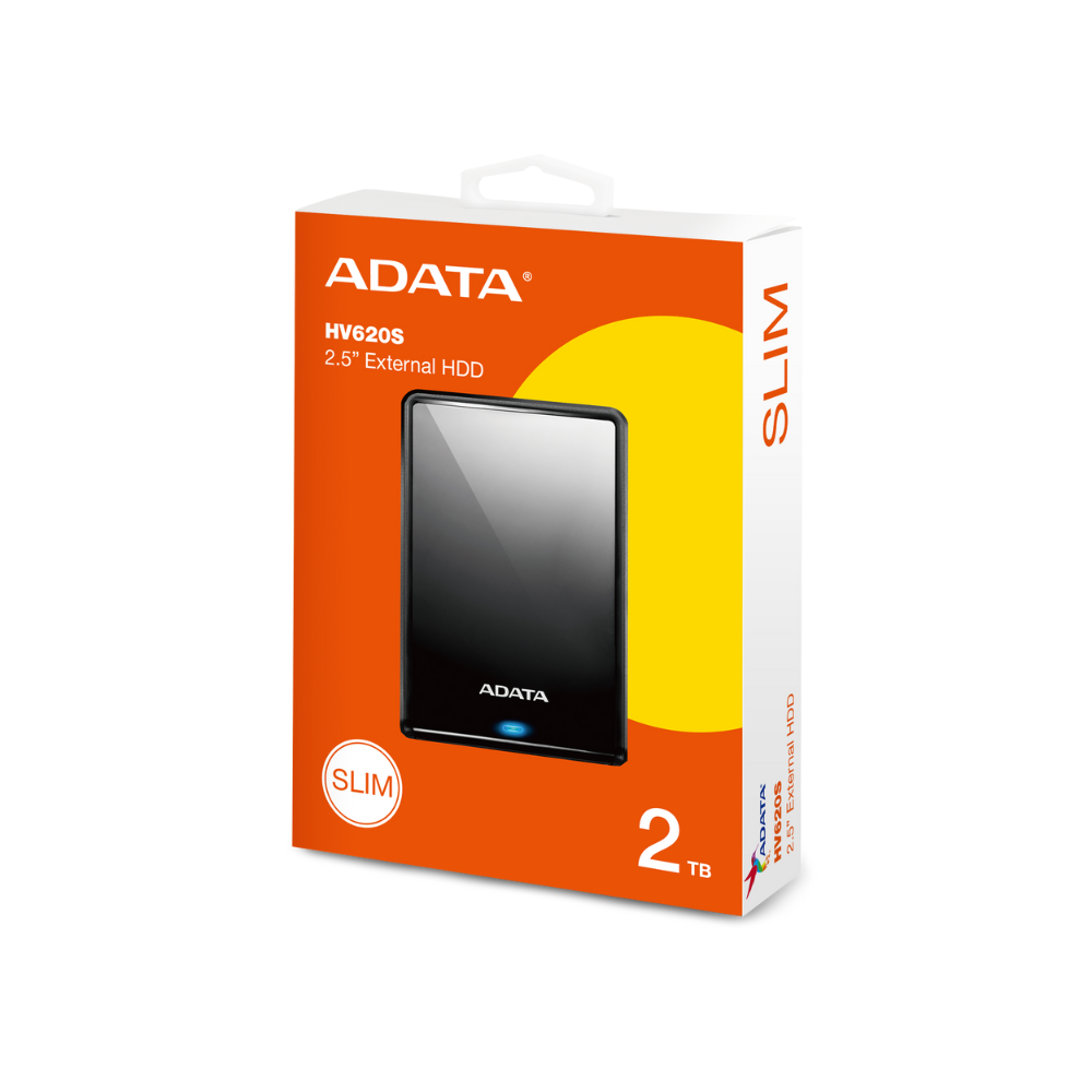 Disco duro externo Adata 2TB, 2.5", USB 3.0, Slim, color negro, AHV620S.