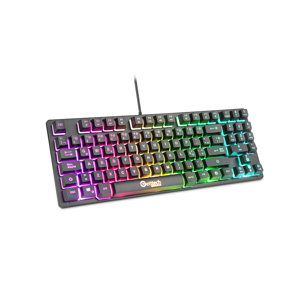 Teclado Gamer Getttech TKL Membrana RGB Negro (GPK-ESMWR-G2)