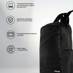 Mochila Backpack TechZone Classic TZLBP43015B-N para Laptop de 15.6" Negra