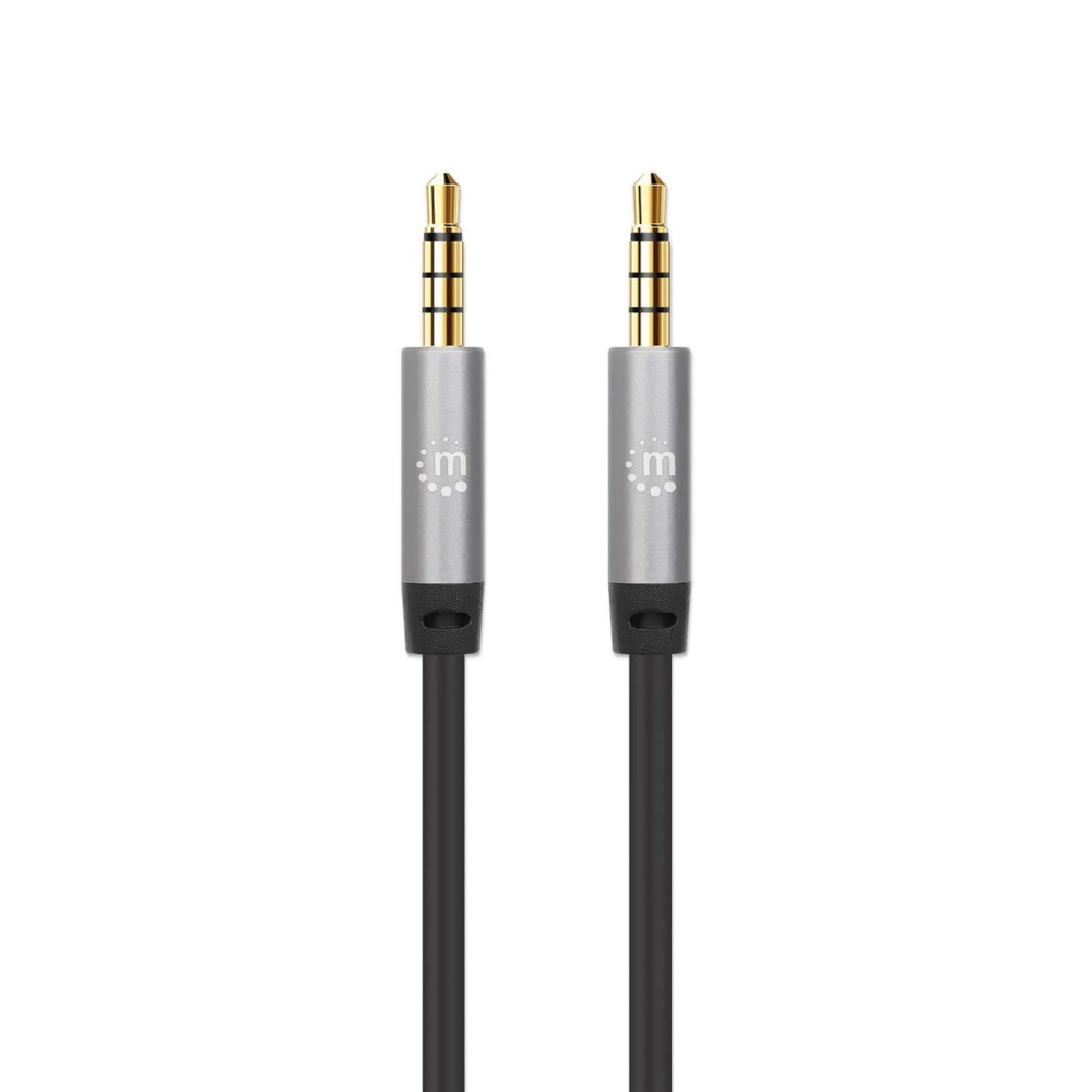 Cable Manhattan Audio Estéreo 3.5mm M-M 2M Negro/Plateado (355995)
