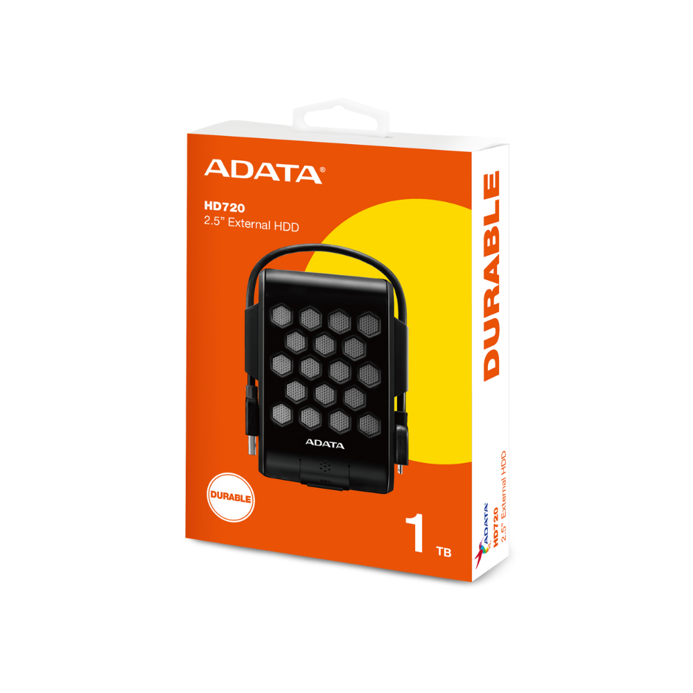 Disco duro externo Adata 1TB, 2.5", USB 3.0, HD720, contra agua y golpes, negro.