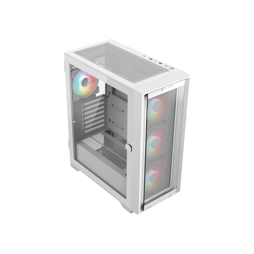 Gabinete Balam Rush Twin Mate 7000B Media Torre Blanco Cristal 4 Ventiladores ARGB ATX Sin Fuente Panel Frontal Intercambiable Cristal / Malla