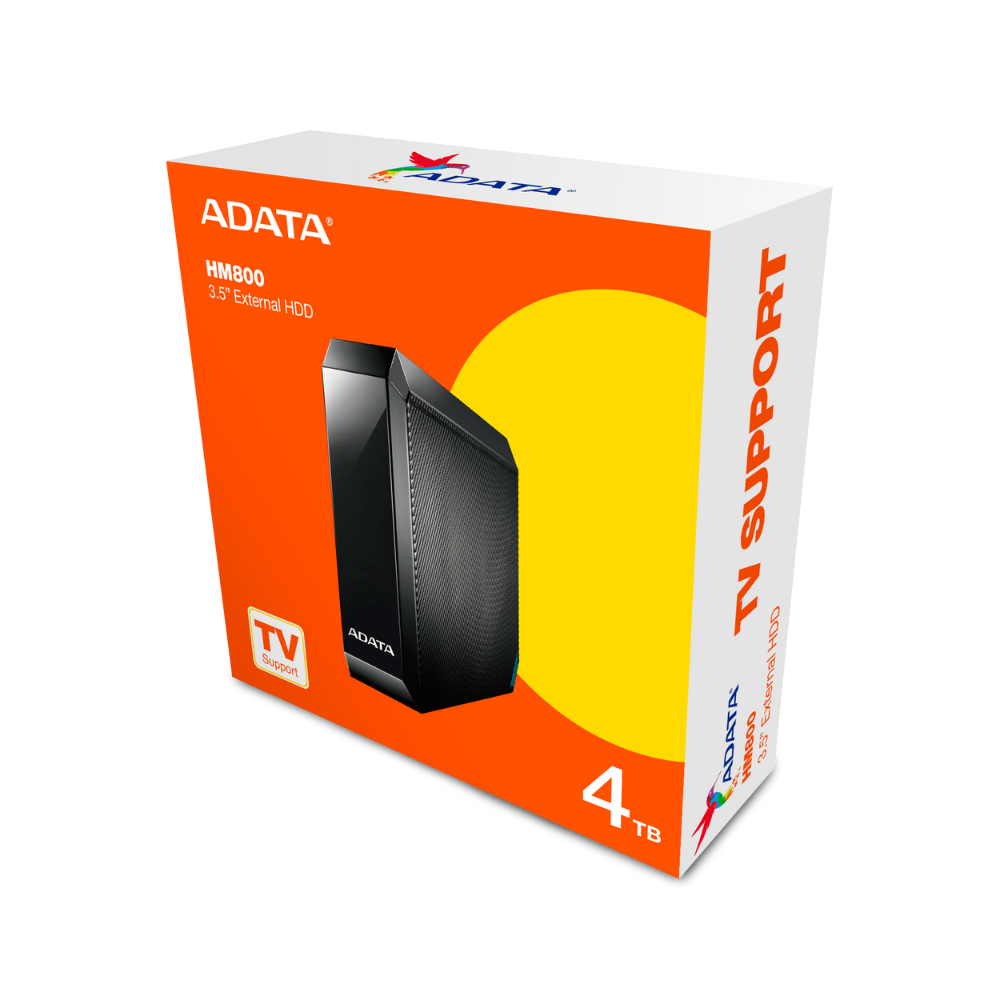 Disco duro externo Adata 4TB, 3.5", USB 3.0, HM800, color negro.