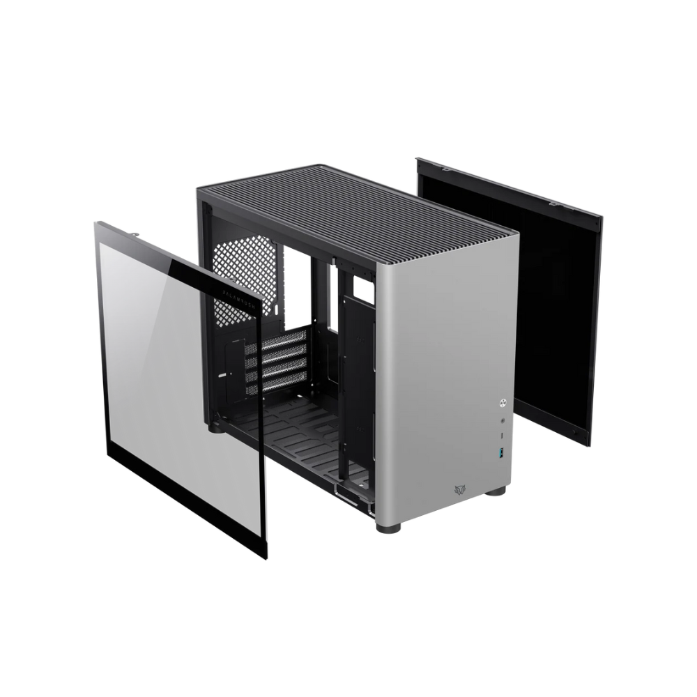 Gabinete Balam Rush Eris Special GI985 Gris Micro Torre Sin Fuente Con Cristal