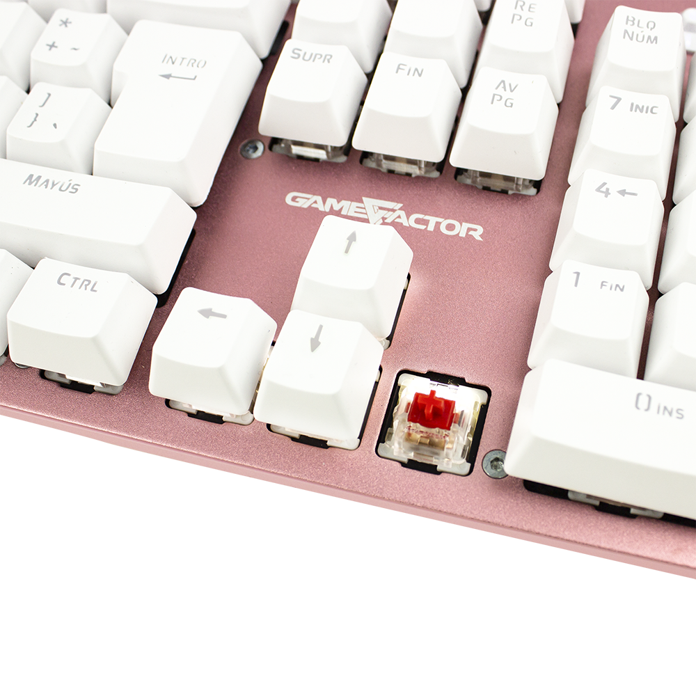 Teclado Mecánico Game Factor Luz Blanca, Switch Red, USB, Rosa (KBG400-PK-RD)