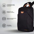 Mochila Backpack TechZone Echo Hero de 15.6" TZLBP56W-N de Materiales Reciclados Negro