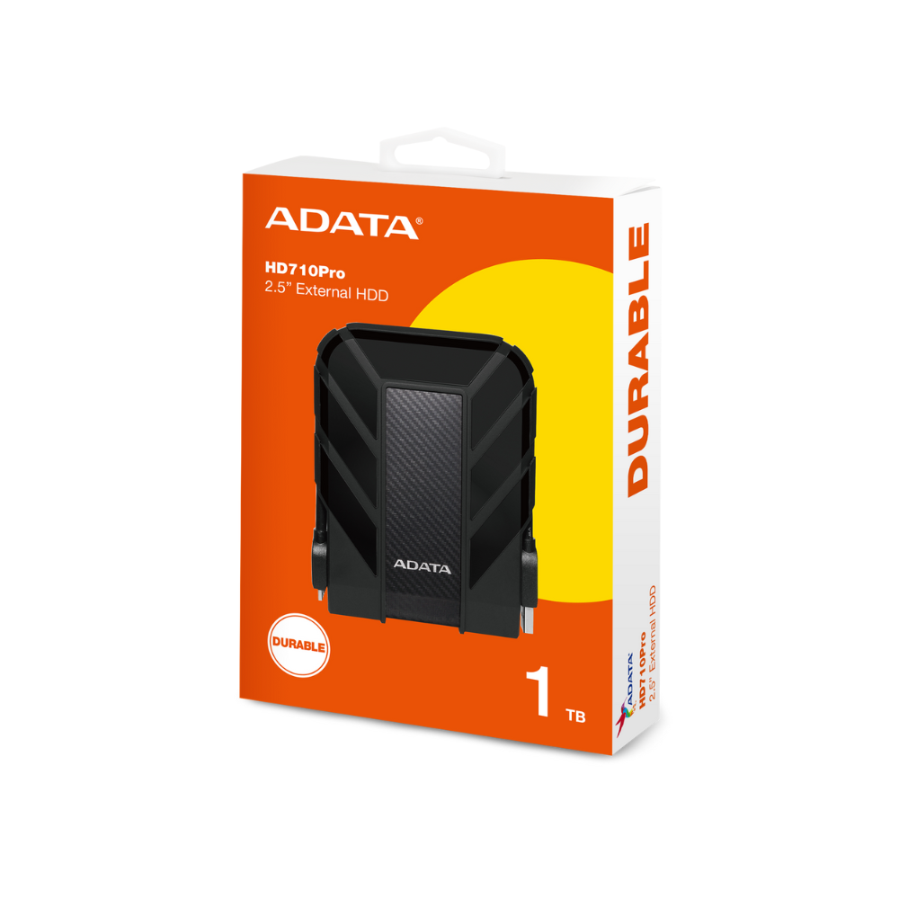 Disco duro externo Adata 1TB, 2.5", USB 3.0, AHD710P, contra agua y golpes, negro.