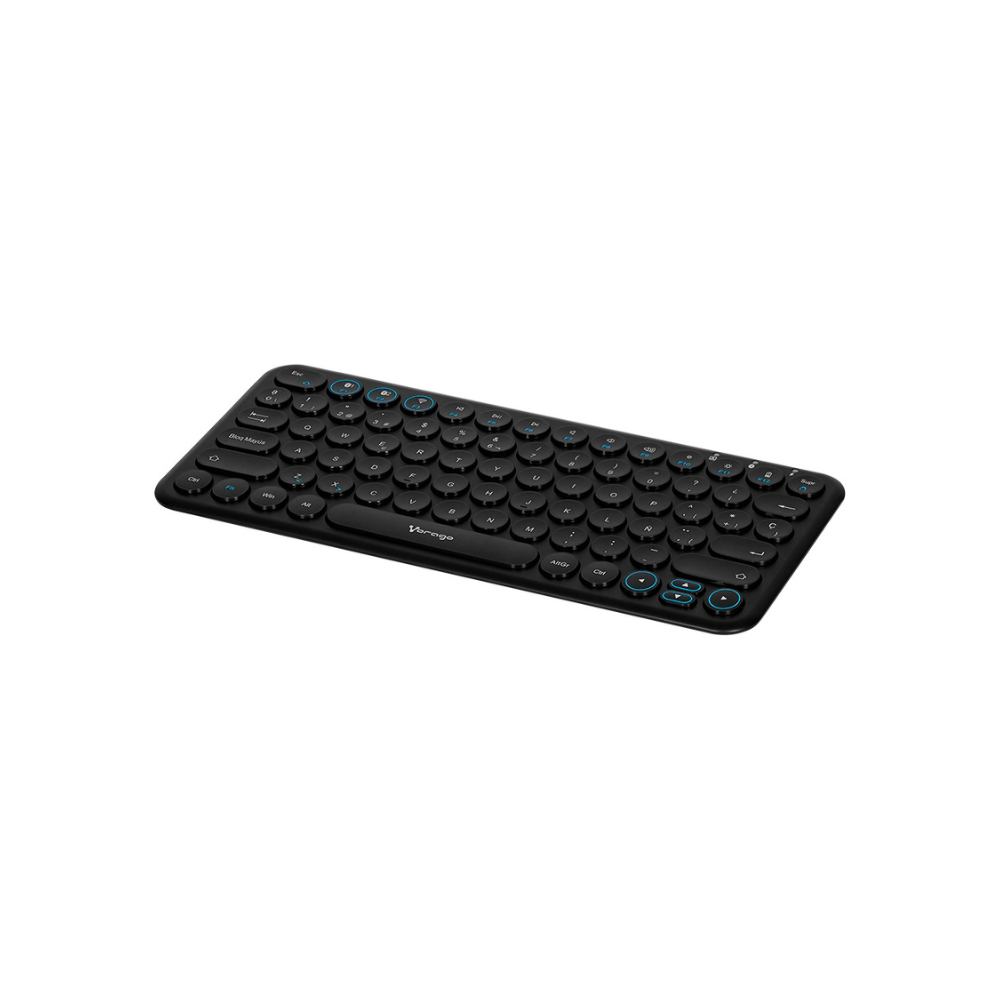 Teclado Vorago Slim Recargable Tipo C, 2 Bluetooth + Wireless Negro (KBW-400)