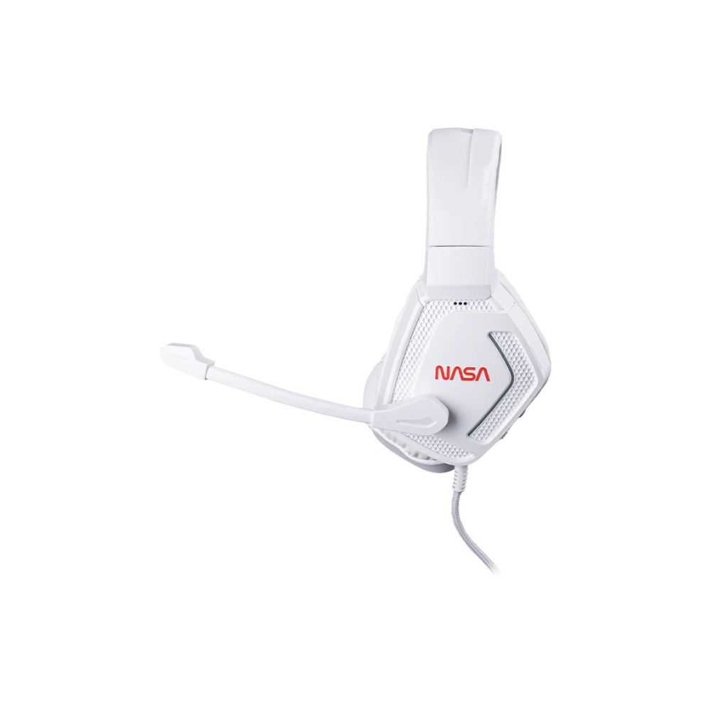 Audífonos Diadema TechZone NASA Alámbricos 3.5mm USB RGB Blanco con Micrófono