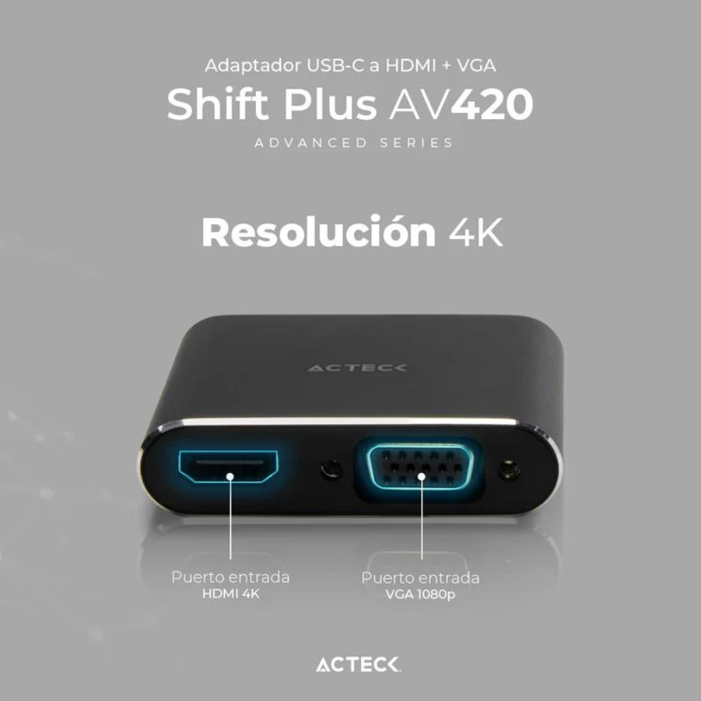 Adaptador Acteck USB-C HDMI + VGA Shift Plus AV420 M-H/H (AC-934657)