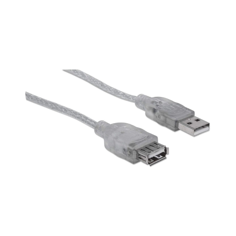 Cable Extensión USB V2.0 M-H 3.0M Plateado 480Mbps Manhattan (340496)