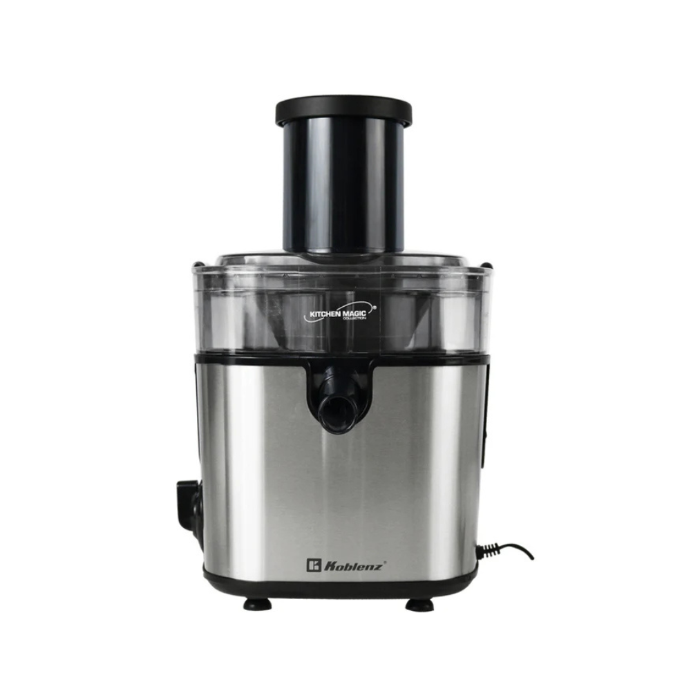 Extractor de jugos Koblenz JEKM-500 IN, 2 velocidades, cortador y colador de acero inoxidable, vaso de 600ml, separador con espuma, 300W