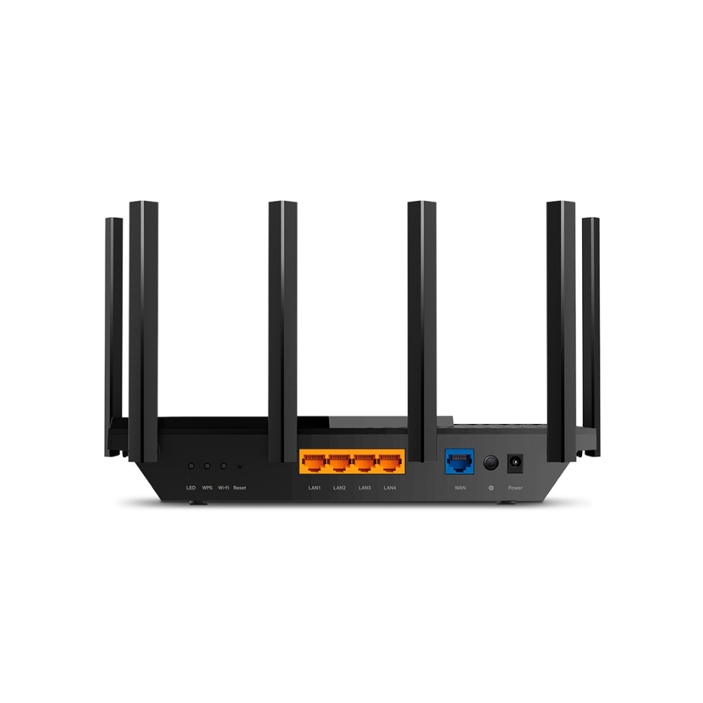 Router Wi-Fi 6 Doble Banda AX5400, MU-MIMO 4x4 y OFDMA, 1 Puerto WAN 10/100/1000 Mbps, 4 Puertos LAN 10/100/1000 Mbps, 1 Puerto USB 3.0, 6 Antenas Potentes, App Tether y Proteccion HomeShield