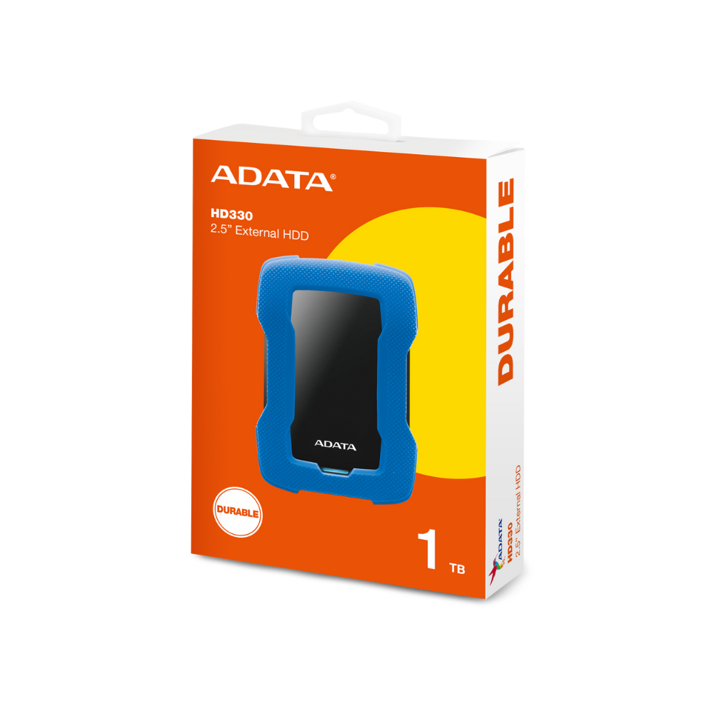 Disco duro externo Adata 1TB, 2.5", USB 3.1, AHD330, contra golpes, azul.