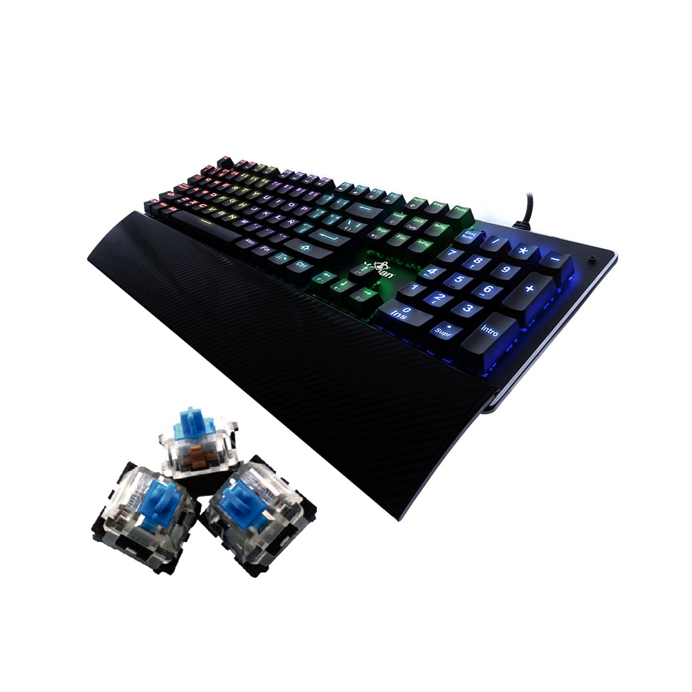 Teclado Gamer Yeyian YAT1801 Flare Serie 2000 Mecánico Switch Azul RGB