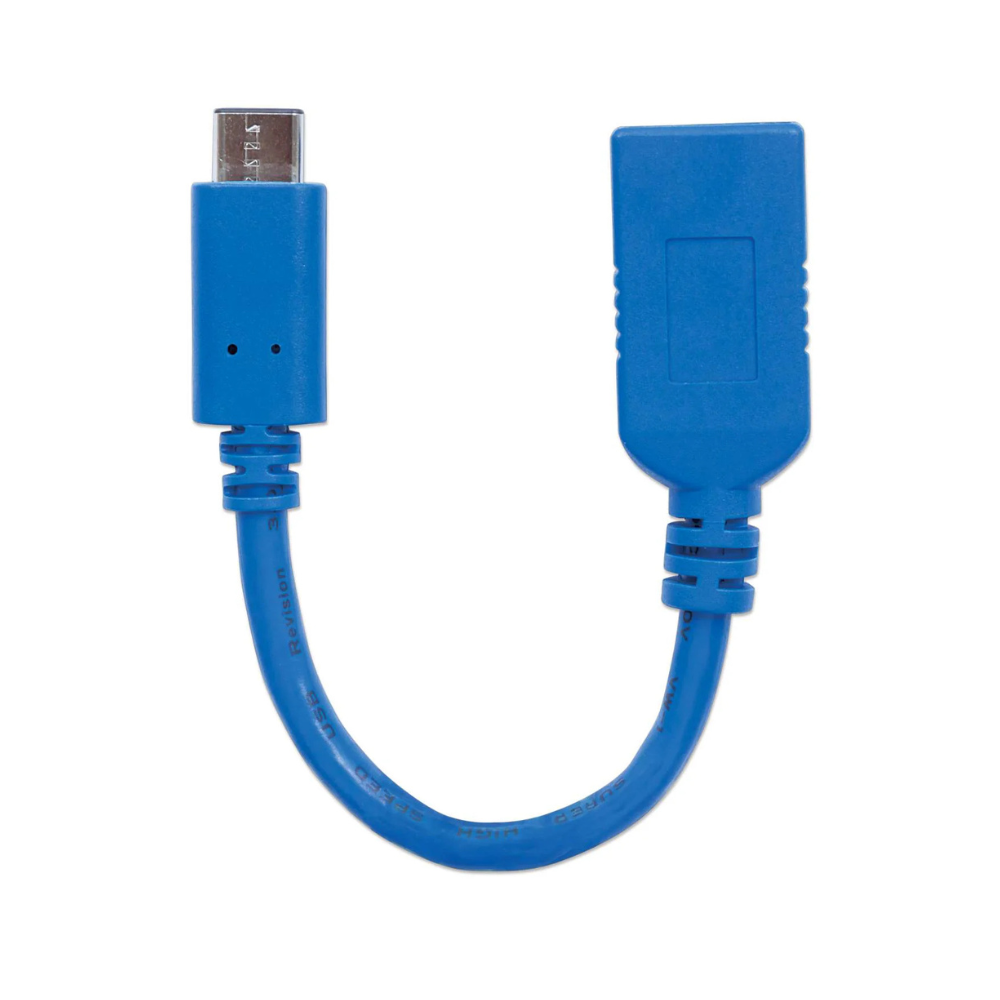 Cable USB-C Macho a Hembra 15cm Azul 3A Manhattan (353540)