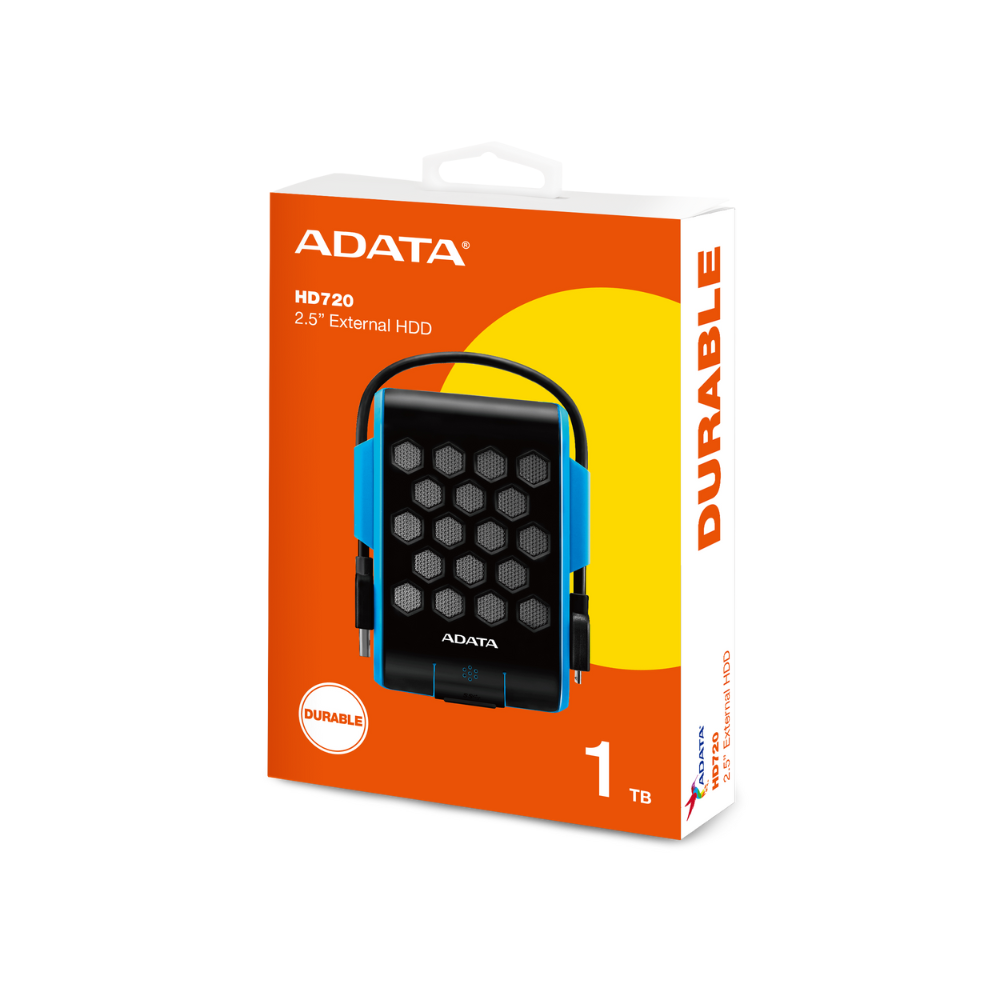 Disco duro externo Adata 1TB, 2.5", USB 3.0, HD720, contra agua y golpes, azul.