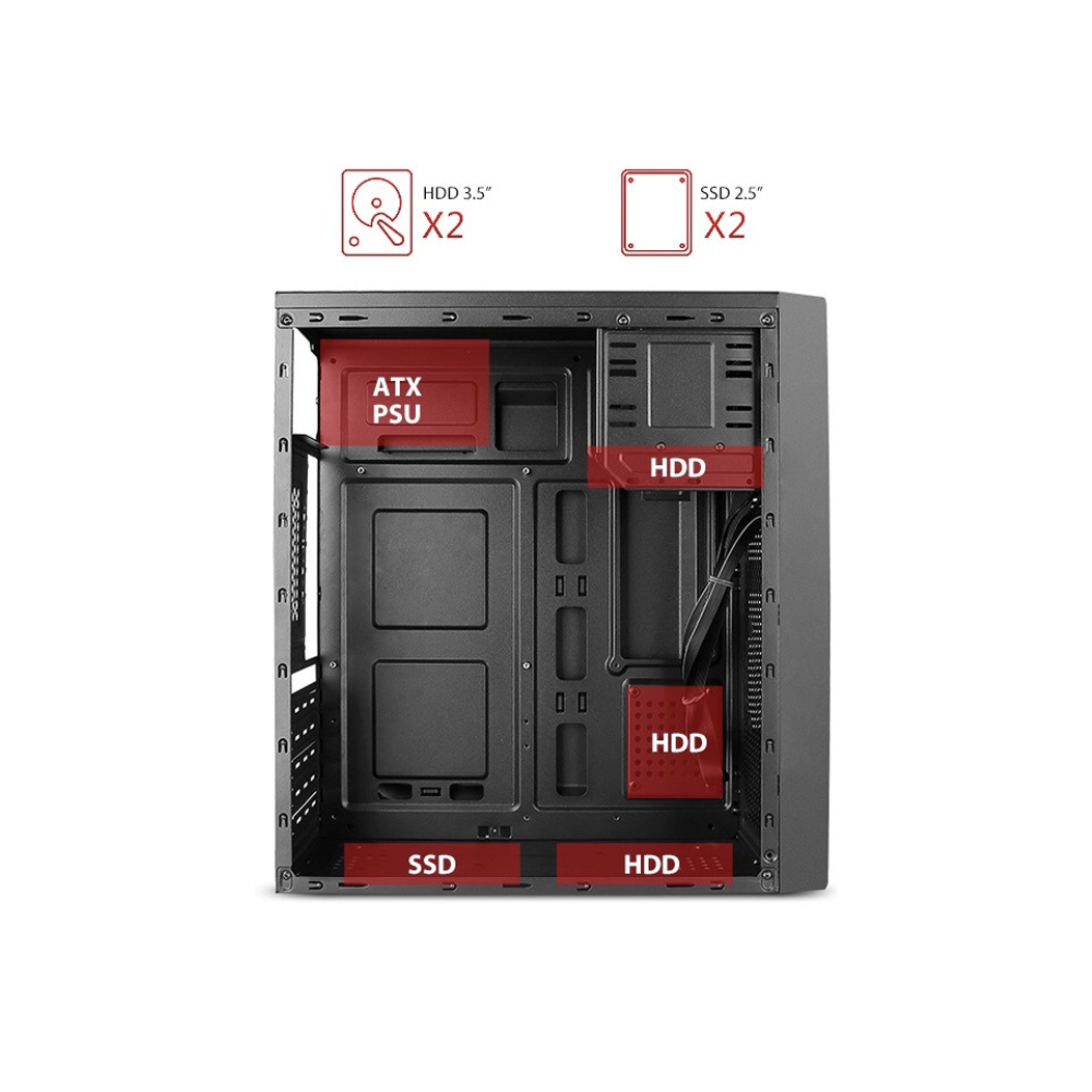 Gabinete Stylos CGAB2, Media Torre ATX, 500W, Negro STPGAC4B