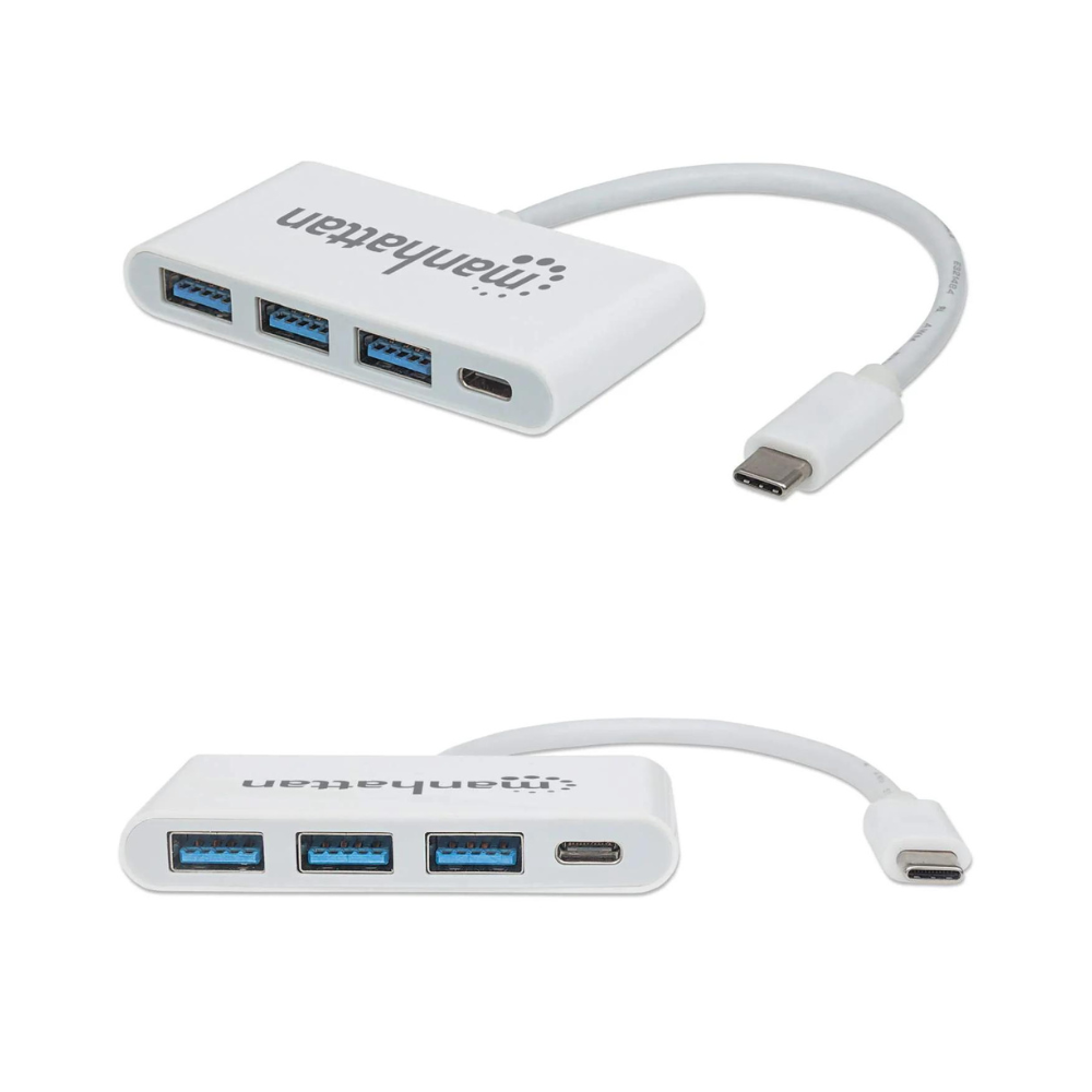Hub USB-C Manhattan 3 Puertos AH s/Fuente + 1 Puerto CH (163552)