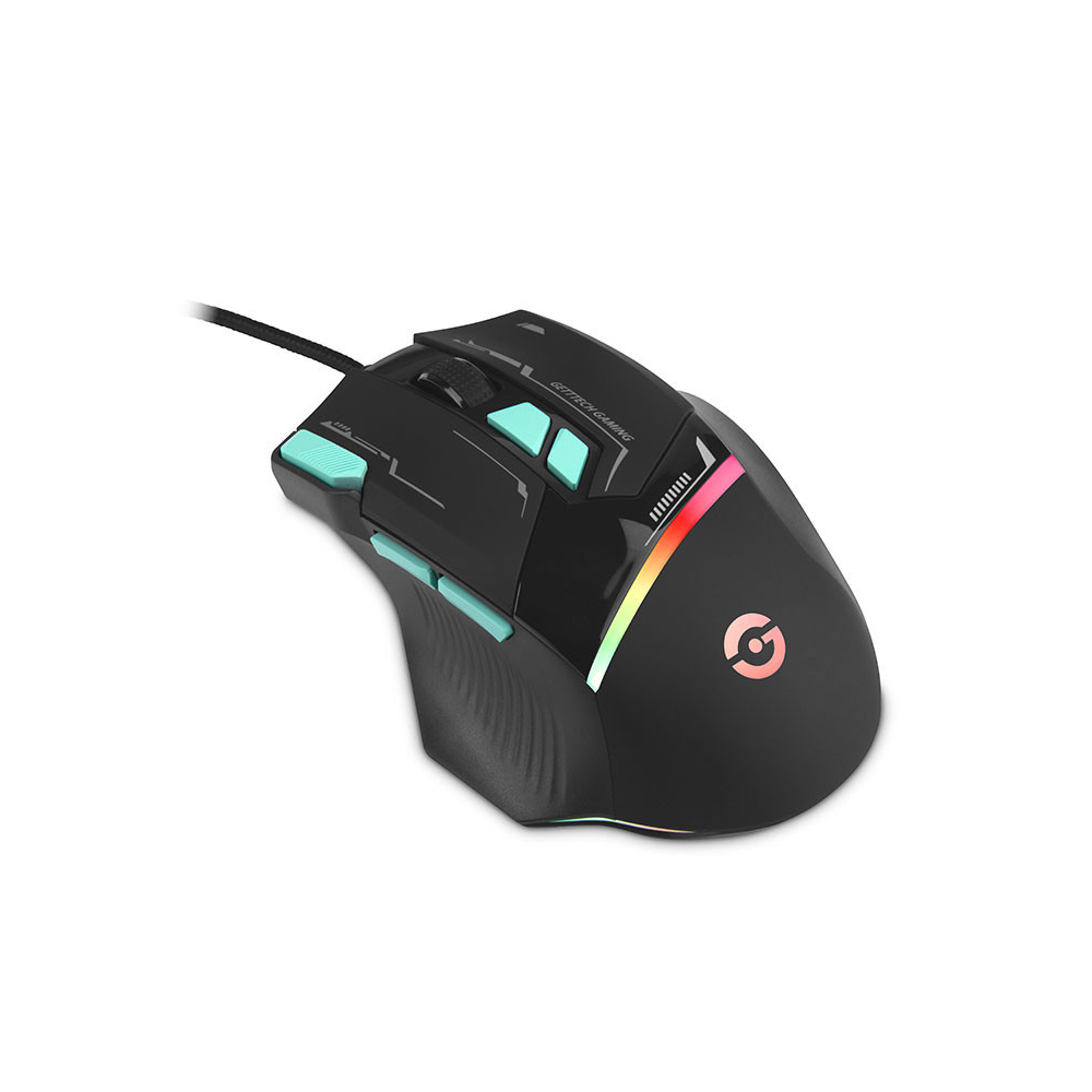 Mouse Gamer GETTTECH GPM-RGBWR-G1-BK 7200 DPI RGB USB Negro/Azul