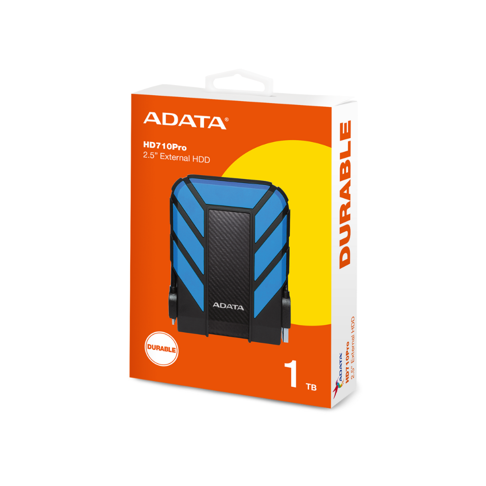 Disco duro externo Adata 1TB, 2.5", USB 3.1, AHD710P, contra agua y golpes, azul.