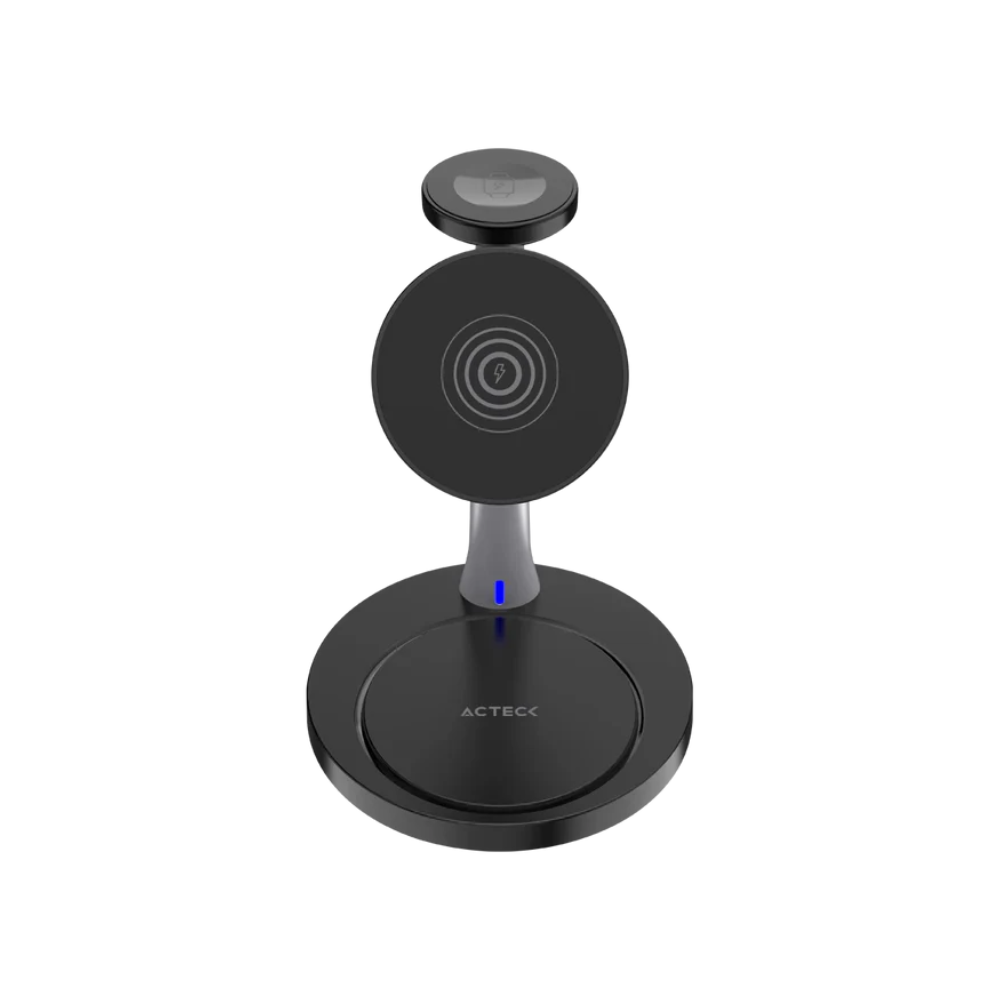 Cargador Inalambrico Acteck Energon S-Mate CI740 3 en 1 Magnetico, iPhone 15W, iWatch 3W, AirPods 5W, Negro