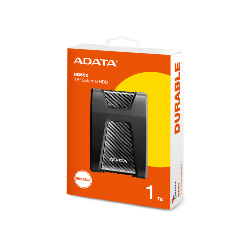 Disco duro externo Adata 1TB, 2.5", USB 3.0, HD650BK, negro.