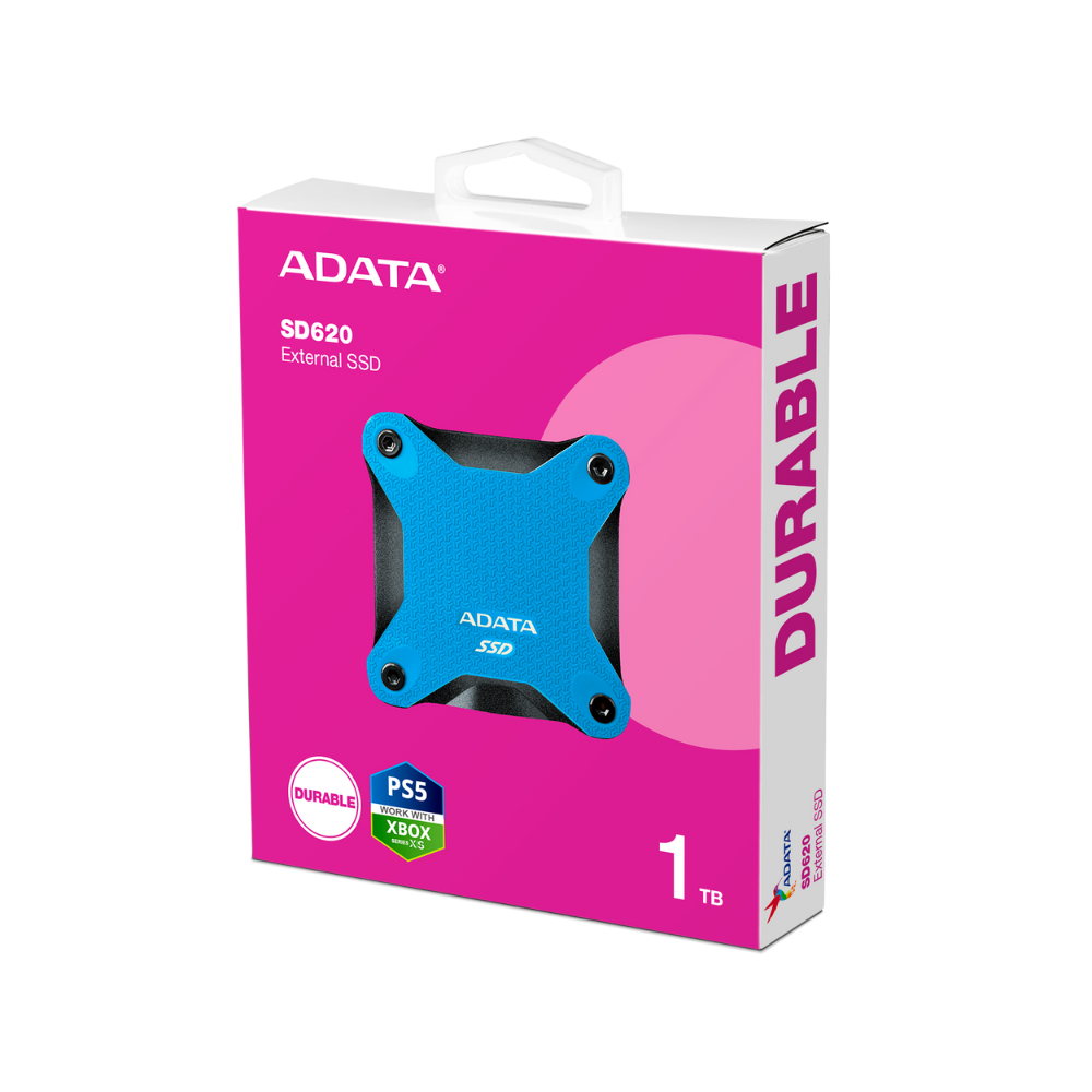 Unidad de Estado Solido Externo ADATA SD620 de 1TB, USB 3.2, Azul.