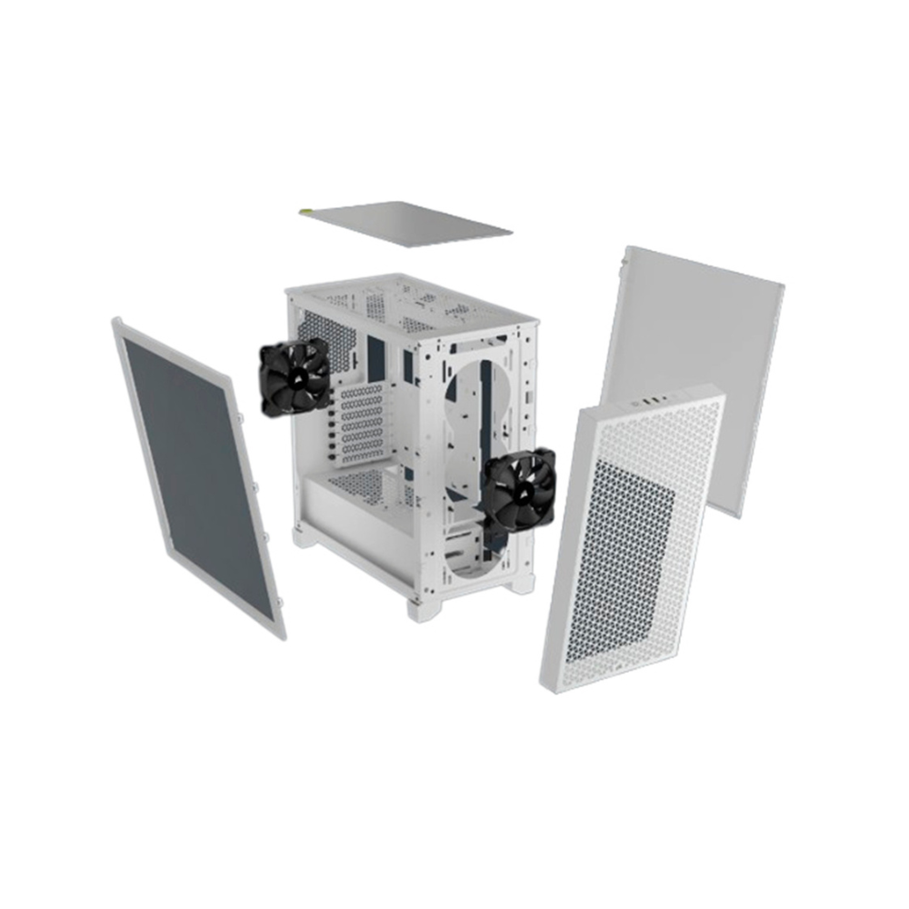 Gabinete Corsair 3000D AIRFLOW Blanco Cristal Templado ATX Media Torre 2 Ventiladores Elite