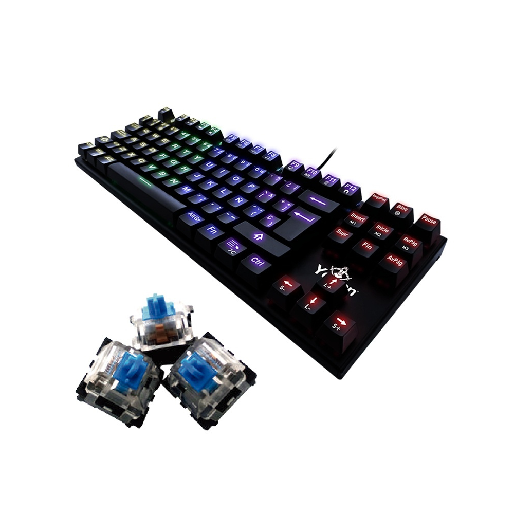 Teclado Gamer Yeyian YAT1804 Spark Serie 2000 Mecánico Switch Azul RGB