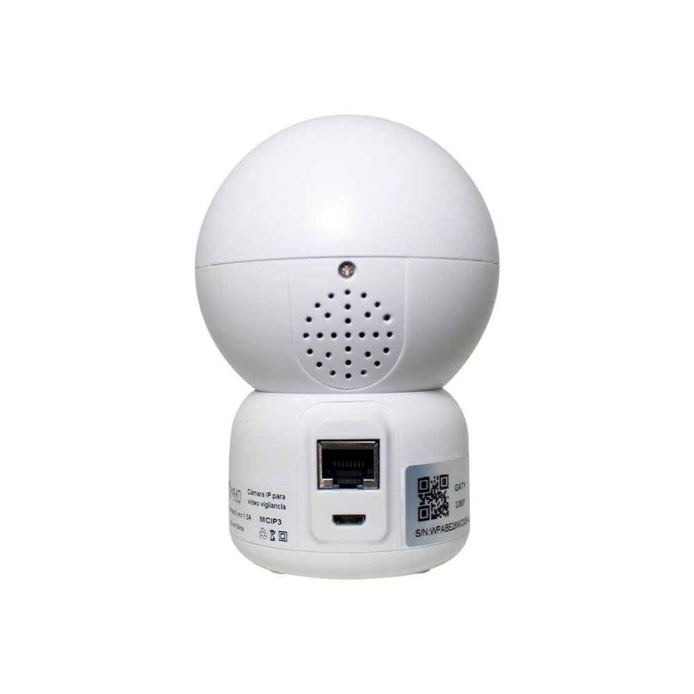 Cámara Mirati IP Inalámbrica 2MP WiFi PTZ Pan-Tilt 1080P Full HD Lente 3.6mm P2P Audio 2 Vías Visión Nocturna Almacenamiento Micro SD Smart Home