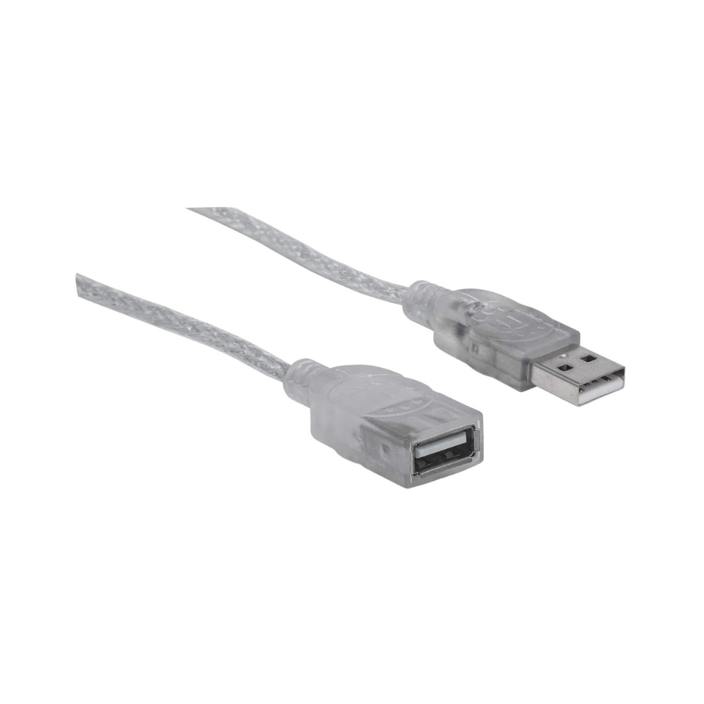Cable Extensión USB V2.0 M-H 1.8M Plateado 480Mbps Manhattan (336314)
