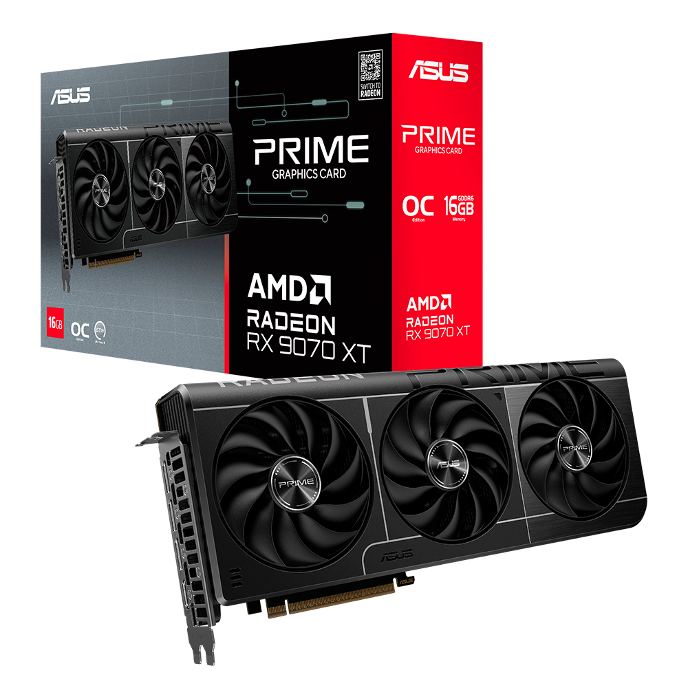 Tarjeta de video Asus 16GB RX9070 XT OC Prime GDDR6 1xHDMI 3xDP 3xFan PRIME-RX9070XT-O16G