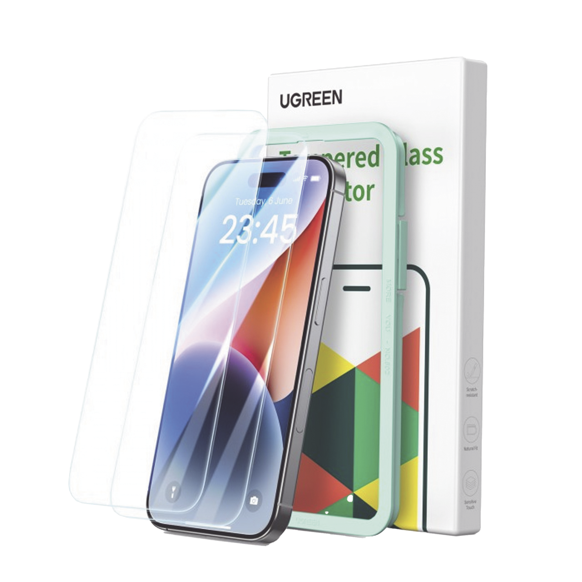 Protector Pantalla UGREEN HD iPhone 16 Pro Marco Instalación Paquete 2
