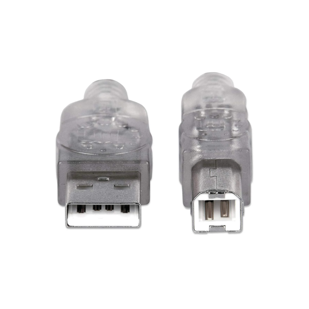 Cable USB 2.0 A-B 1.8M Manhattan Plata (333405)