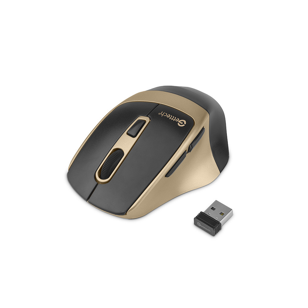 Mouse Inalambrico GETTTECH GGM-STDBW-01-GD 6D de Oficina Negro/Oro