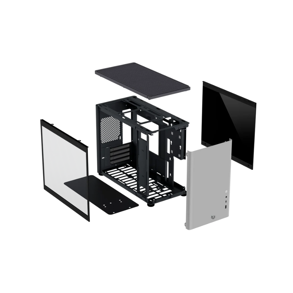 Gabinete Balam Rush Eris Special GI985 Gris Micro Torre Sin Fuente Con Cristal