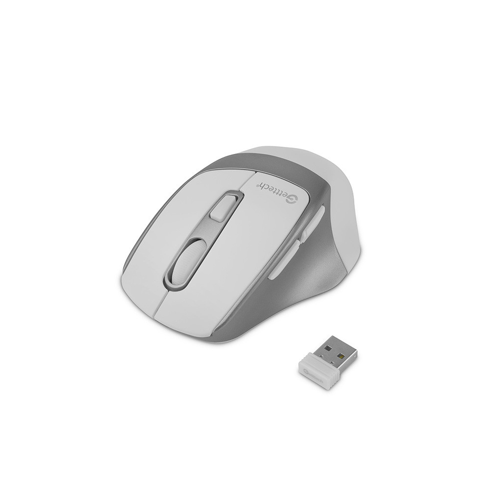 Mouse Inalambrico GETTTECH GGM-STDBW-01-WH 6D de Oficina Blanco/Plateado