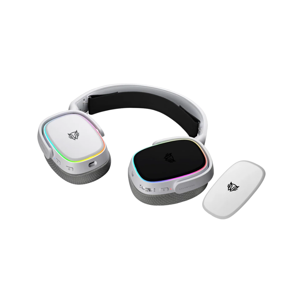 Audifonos Balam Rush Aeon HS999 Over-Ear Blanco Inalambricos USB 7.1 Canales RGB Tapas y Banda Intercambiable Microfono Flexible