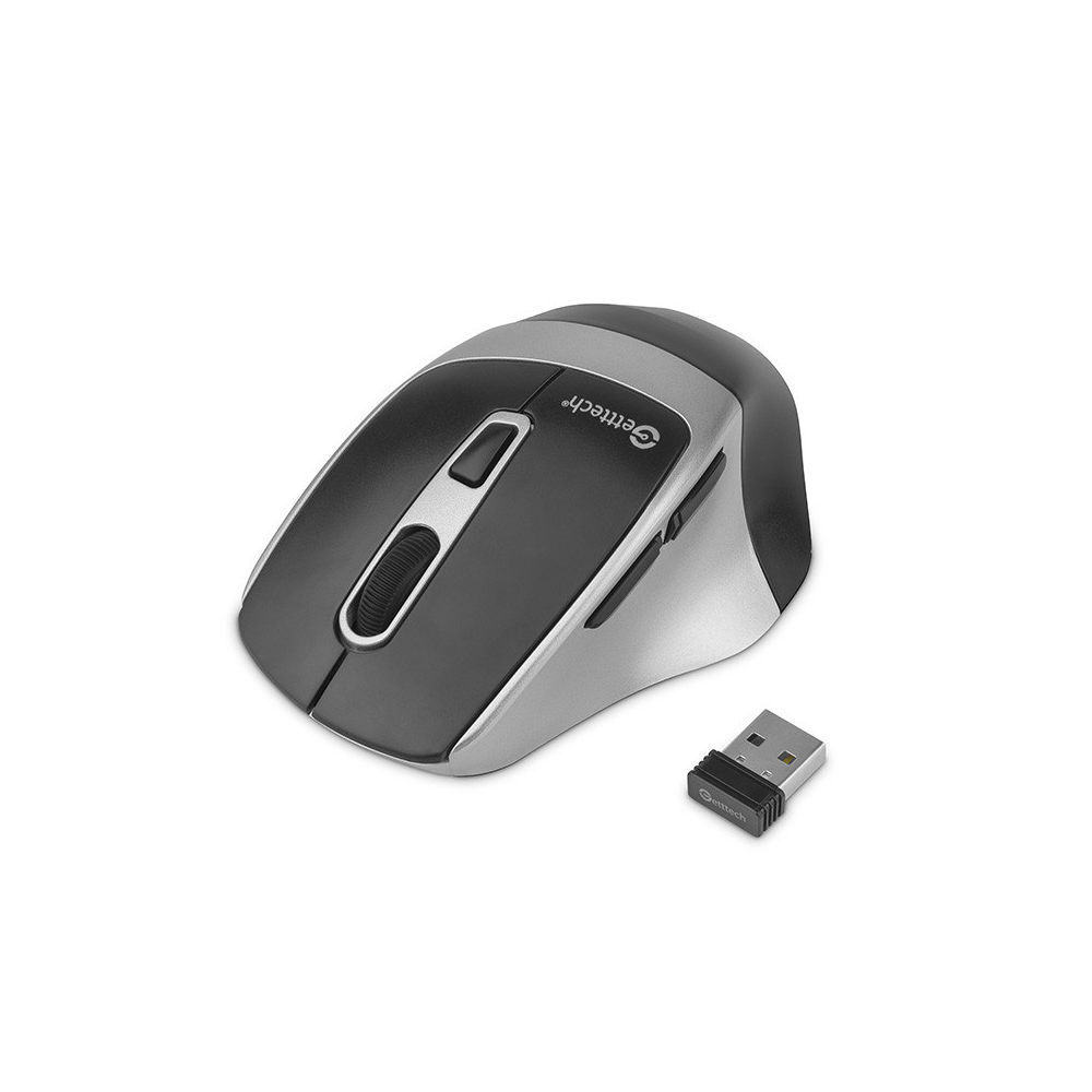 Mouse Inalambrico GETTTECH GGM-STDBW-01-SL 6D de Oficina Negro/Plateado