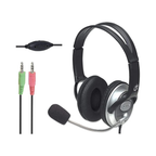 Audífonos Manhattan Estéreo Clásicos Micrófono Extensión Metálica Flexible Negro/Plata