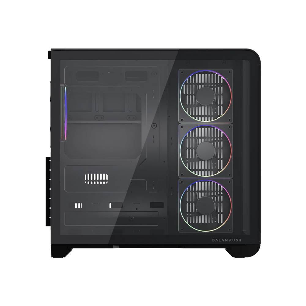 Gabinete Balam Rush Thank Expert Curve 7400 Mini Torre Negro Cristal Sin Bordes Con Indicador Térmico 4 Ventiladores ARGB ATX / Micro ATX / Mini ITX Sin Fuente